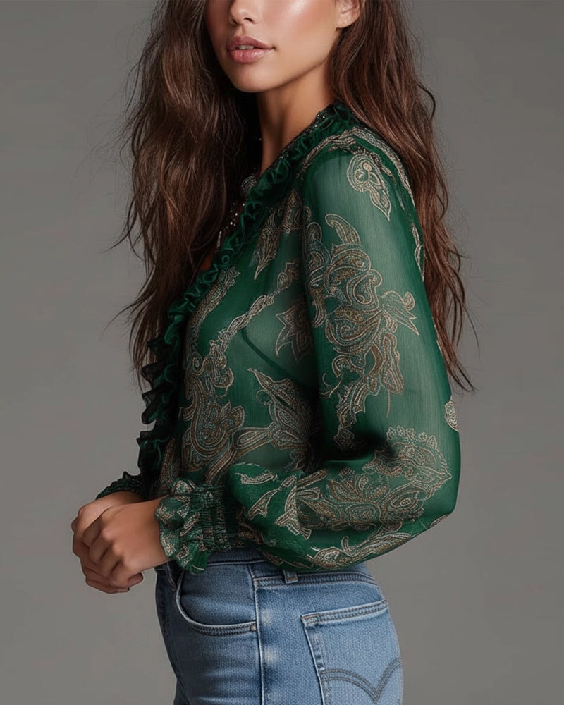 Angélique | Paisley Ruffle Blouse