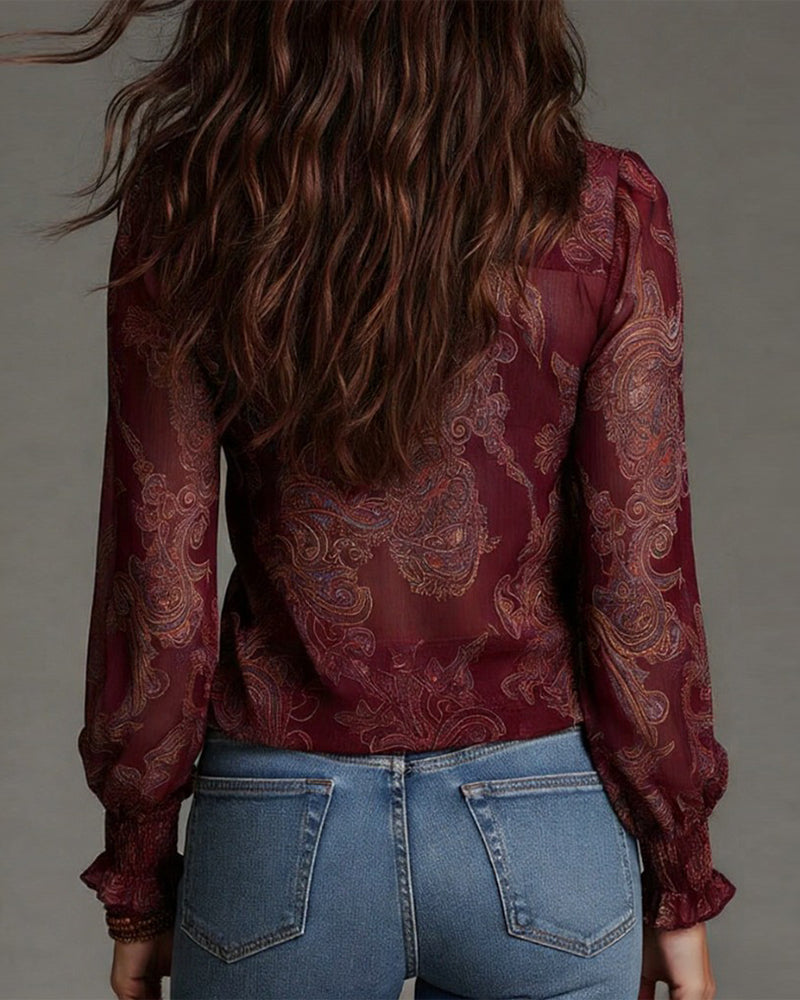 Angélique | Paisley Ruffle Blouse