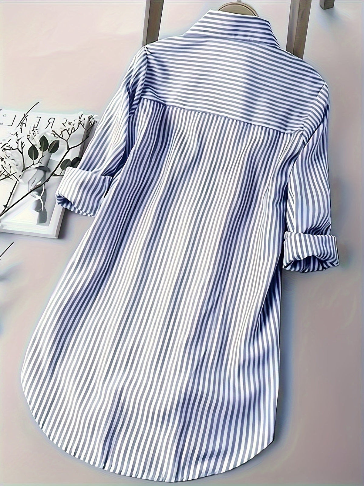Penny | Striped Button-Down Hi-Low Blouse