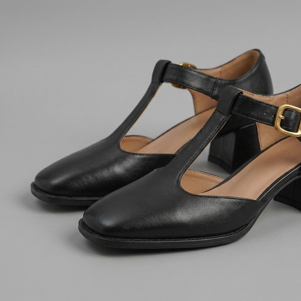 Marcele T-Strap Leather Pumps