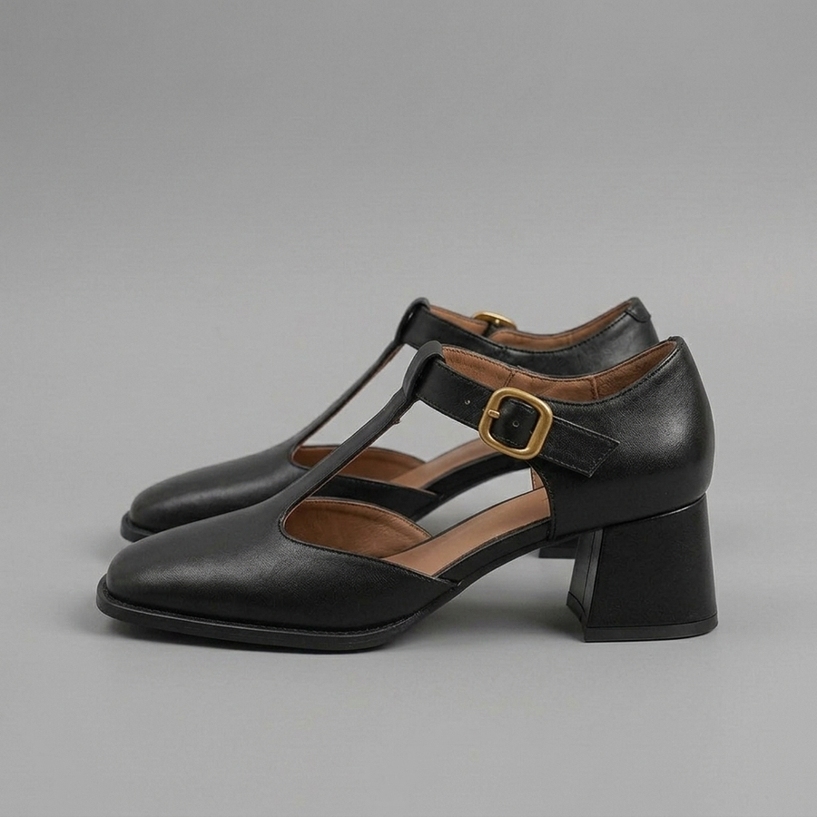 Marcele T-Strap Leather Pumps