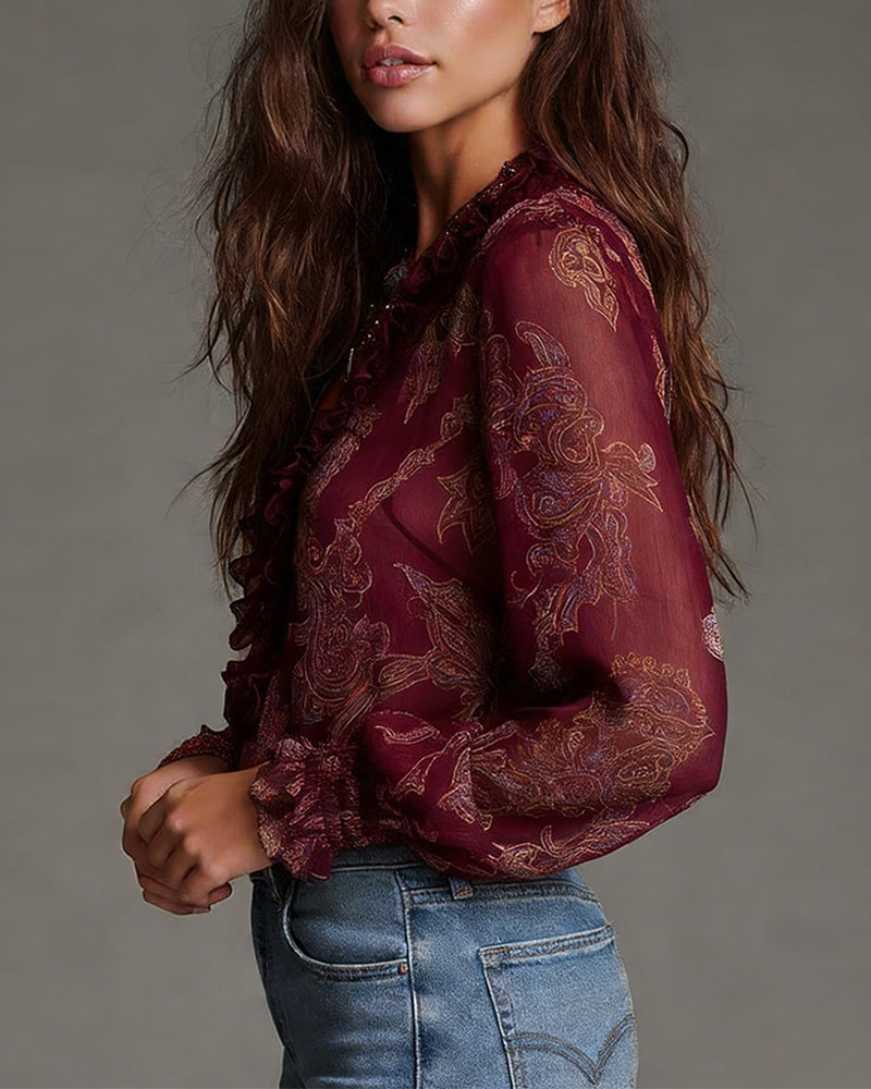 Angélique | Paisley Ruffle Blouse