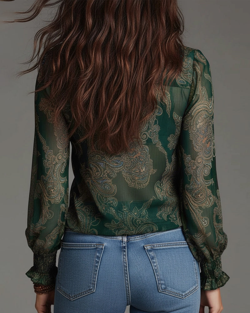 Angélique | Paisley Ruffle Blouse