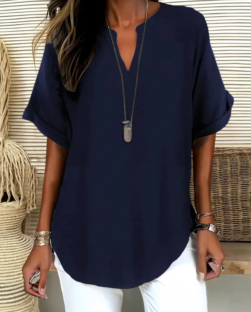 Véronique | Relaxed V-Notch Blouse