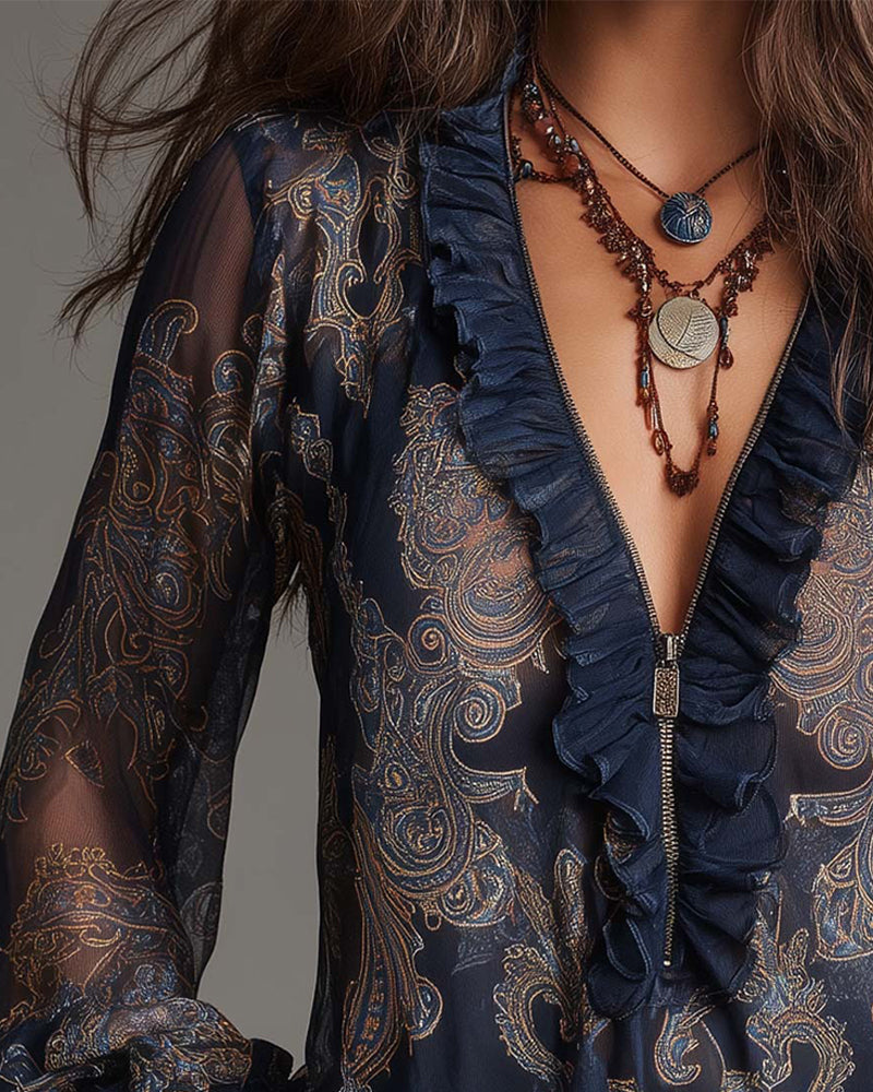 Angélique | Paisley Ruffle Blouse