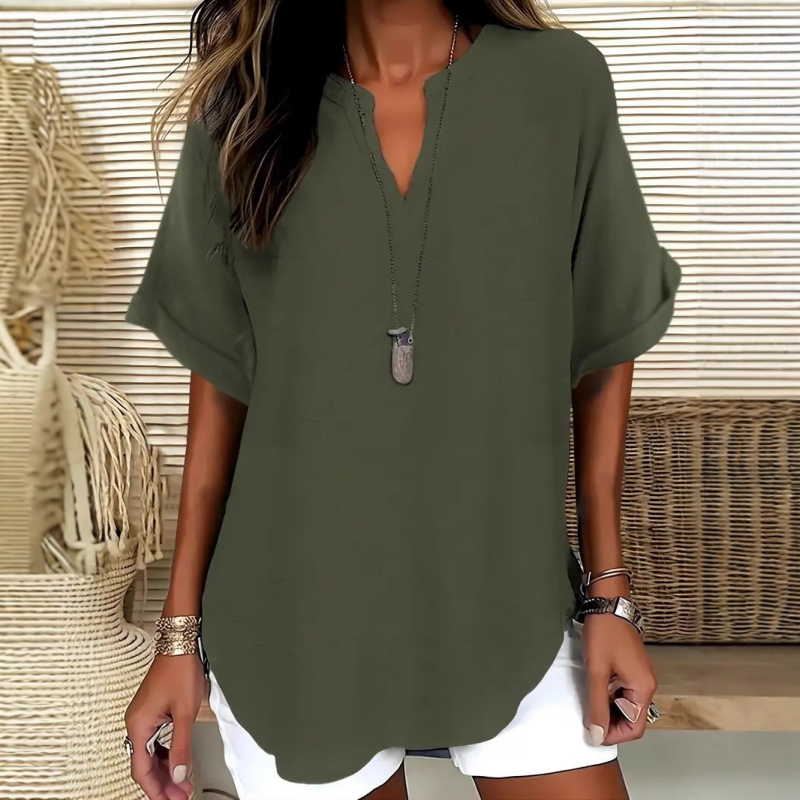 Véronique | Relaxed V-Notch Blouse
